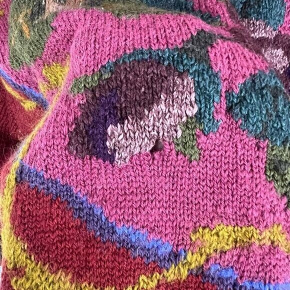 Vintage 80s 90s Jantzen Wool Textured Floral Paisley Knit Sweater Women’s M - Picture 12 of 14